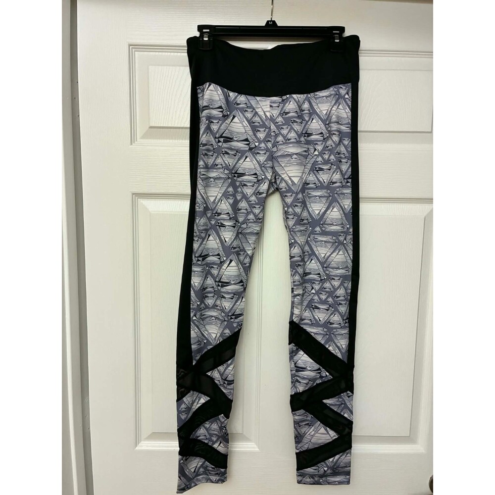 Orangetheory Fitness Leggings Women’s L Gray Black Geometric High Rise Pocket